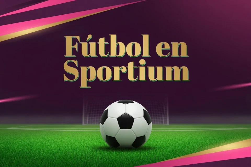 Balón frente a una portería con el texto Fútbol en Sportium