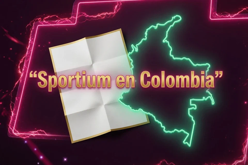 Documento en blanco y contorno de Colombia con el texto Sportium en Colombia