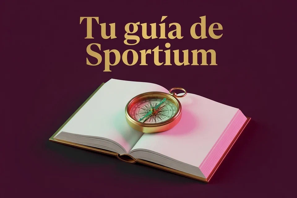 Libro abierto y brújula con el texto Tu guía de Sportium
